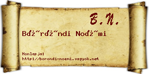 Böröndi Noémi névjegykártya