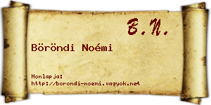 Böröndi Noémi névjegykártya
